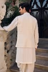 Shop_Seema Gujral_Ivory Silk Embroidery Raw Bundi Kurta Set _at_Aza_Fashions
