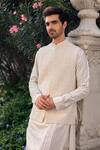 Buy_Seema Gujral_Ivory Silk Embroidery Raw Bundi Kurta Set _Online_at_Aza_Fashions