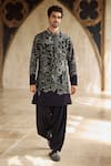 Buy_Seema Gujral_Black Crepe Embroidery Kurta Set _at_Aza_Fashions