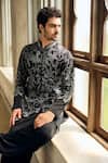 Shop_Seema Gujral_Black Crepe Embroidery Kurta Set _Online_at_Aza_Fashions