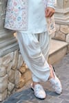 Seema Gujral_Multi Color Linen, Satin Embroidery Floral Sherwani Set _Online_at_Aza_Fashions