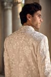 Shop_Seema Gujral_Beige Crepe Embroidery Sherwani And Kurta Set _at_Aza_Fashions