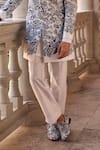 Seema Gujral_Ivory Silk Embroidery Designer Sherwani Set _Online_at_Aza_Fashions
