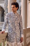 Shop_Seema Gujral_Ivory Silk Embroidery Designer Sherwani Set _Online_at_Aza_Fashions