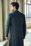 Shop_Seema Gujral_Black Crepe Embroidery Designer Sherwani Set _at_Aza_Fashions