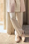 Seema Gujral_Blush Silk, Brocade Embroidery Dusty Rose Sherwani Set _Online_at_Aza_Fashions