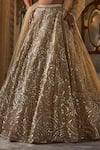 Shop_Seema Gujral_Gold Net Sequins, Beads V-neck Lehenga Set _Online_at_Aza_Fashions
