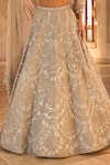 Shop_Seema Gujral_Silver Net Sequins, Embroidery, Beads Sweetheart Neck Chandelier Lehenga Set _Online_at_Aza_Fashions