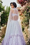 Shop_Seema Gujral_Lavender Net Sequins Sweetheart Neck Lehenga Set _at_Aza_Fashions