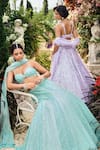 Seema Gujral_Lavender Net Sequins Sweetheart Neck Lehenga Set _Online_at_Aza_Fashions