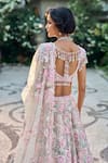 Shop_Seema Gujral_Multi Color Net Pearls, Sequins, Beads Sweetheart Neck Floral Lehenga Set _at_Aza_Fashions
