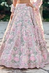 Seema Gujral_Multi Color Net Pearls, Sequins, Beads Sweetheart Neck Floral Lehenga Set _at_Aza_Fashions