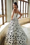 Shop_Seema Gujral_Black Net Embroidery, Beads Bandeau Neck Floral Corset Lehenga Set _at_Aza_Fashions