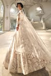 Seema Gujral_Silver Net Sequins, Embroidery Sweetheart Neck Floral Lehenga Set _at_Aza_Fashions