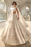 Buy_Seema Gujral_Silver Net Sequins, Embroidery Sweetheart Neck Floral Lehenga Set 