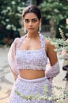 Buy_Seema Gujral_Lilac Net Sequins, Beads, Embroidery Halter Neck Three-dimensional Lehenga Set _Online_at_Aza_Fashions