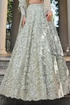 Buy_Seema Gujral_Green Net Sequins, Embroidery Sweetheart Three-dimensional Sage Lehenga Set _Online_at_Aza_Fashions