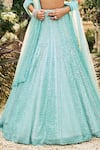 Shop_Seema Gujral_Turquoise Net Sequins, Beads Sweetheart Neck Blue Lehenga Set _Online_at_Aza_Fashions