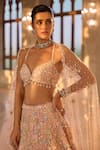 Buy_Seema Gujral_Multi Color Net Beads, Applique, Sequins, Pearls Three-dimensional Lehenga Set _Online_at_Aza_Fashions