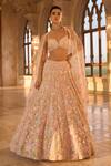 Buy_Seema Gujral_Multi Color Net Beads, Applique, Sequins, Pearls Three-dimensional Lehenga Set _at_Aza_Fashions