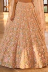 Shop_Seema Gujral_Multi Color Net Beads, Applique, Sequins, Pearls Three-dimensional Lehenga Set _Online_at_Aza_Fashions