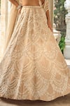 Shop_Seema Gujral_Beige Tissue, Silk, Organza Sequins, Beads, Embroidery Chandelier Lehenga Set _Online_at_Aza_Fashions