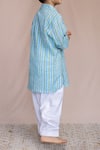 Arihant Rai Sinha_Blue Cotton Embroidery Striped Kurta Set _Online