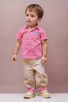 Buy_Arihant Rai Sinha_Red Checkered Shirt And Beige Pants Set For Boys _at_Aza_Fashions