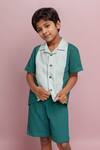 Shop_Arihant Rai Sinha_Green Cotton Shirt And Shorts Set _at_Aza_Fashions