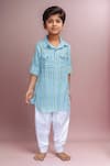 Buy_Arihant Rai Sinha_Blue Cotton Embroidery Striped Kurta Set _at_Aza_Fashions