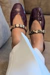 Buy_Devano_Maroon Bianca Studded Mules _at_Aza_Fashions