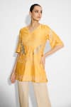 Buy_SHASHA GABA_Applique Yellow Short Kurta _at_Aza_Fashions