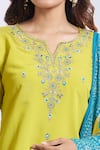 Buy_Samyukta Singhania_Yellow Viscose, Chanderi Embroidery V-neck Kurta Set _Online_at_Aza_Fashions