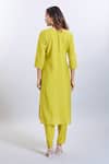 Shop_Samyukta Singhania_Yellow Viscose, Chanderi Embroidery V-neck Kurta Set _at_Aza_Fashions