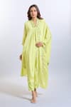 Buy_Samyukta Singhania_Yellow Embroidery V-neck Kurta Set _at_Aza_Fashions