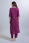 Shop_Samyukta Singhania_Purple Viscose, Silk Embroidery V-neck Kurta Set _at_Aza_Fashions