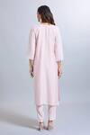 Shop_Samyukta Singhania_Pink Viscose, Chanderi, Jacquard Embroidery Round Neck Kurta Set With Dupatta _at_Aza_Fashions