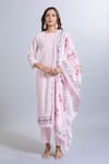 Buy_Samyukta Singhania_Pink Viscose, Chanderi, Jacquard Embroidery Round Neck Kurta Set With Dupatta _at_Aza_Fashions