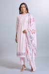 Samyukta Singhania_Pink Viscose, Chanderi, Jacquard Embroidery Round Neck Kurta Set With Dupatta _at_Aza_Fashions