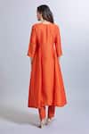 Shop_Samyukta Singhania_Orange Viscose, Chanderi, Jacquard Embroidery Round Neck Kurta Set _at_Aza_Fashions