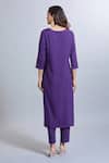 Shop_Samyukta Singhania_Purple Viscose, Organza Embroidery V-neck Kurta Set _at_Aza_Fashions