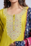 Buy_Samyukta Singhania_Yellow Viscose, Organza Embroidery Round Neck Lemon Kurta Set _Online_at_Aza_Fashions