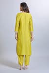 Shop_Samyukta Singhania_Yellow Viscose, Organza Embroidery Round Neck Lemon Kurta Set _at_Aza_Fashions