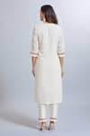 Shop_Samyukta Singhania_White Viscose, Chanderi, Jacquard Embroidery Round Neck Kurta Set _at_Aza_Fashions