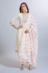 Buy_Samyukta Singhania_White Viscose, Chanderi, Jacquard Embroidery Round Neck Kurta Set _at_Aza_Fashions