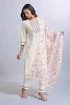 Shop_Samyukta Singhania_White Viscose, Chanderi, Jacquard Embroidery Round Neck Kurta Set _Online_at_Aza_Fashions