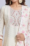 Samyukta Singhania_White Viscose, Chanderi, Jacquard Embroidery Round Neck Kurta Set _at_Aza_Fashions
