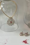 Shop_Studio6 Jewels_Red Gold Zircon And Stone Jewellery Set _at_Aza_Fashions