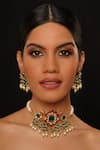 Buy_Studio6 Jewels_Multi Color Stones, Pearls Meenakaari Kundan Choker Set _at_Aza_Fashions