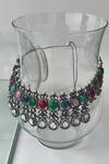 Shop_Studio6 Jewels_Multi Color Stones Black Rhodium Jewellery Set _at_Aza_Fashions